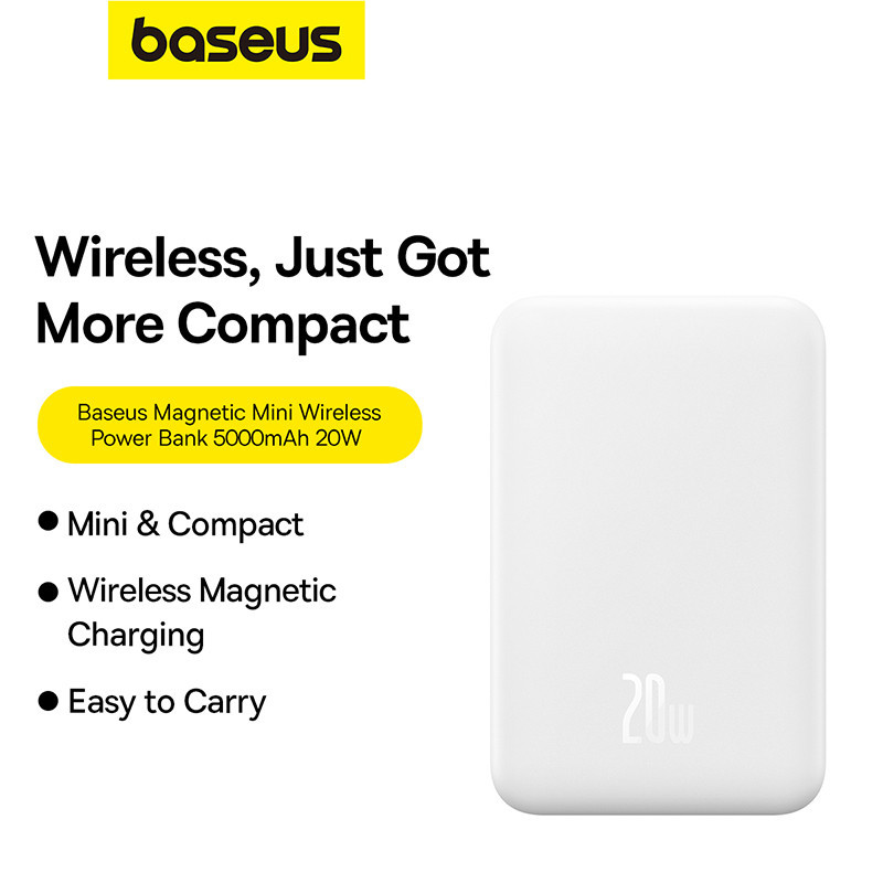 Зовнішній акумулятор Baseus Magnetic Mini Wireless Fast Charge Power Bank 5000mAh 20W Stellar White（With Simple Series Charging Київ - фото 8