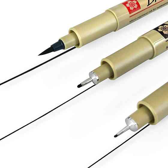 Набір лінерів PIGMA MICRON 2шт (0.1/0.5) +1 лінер-пензель Pigma Brush В ПОДАРУНОК Чорний Sakura Київ