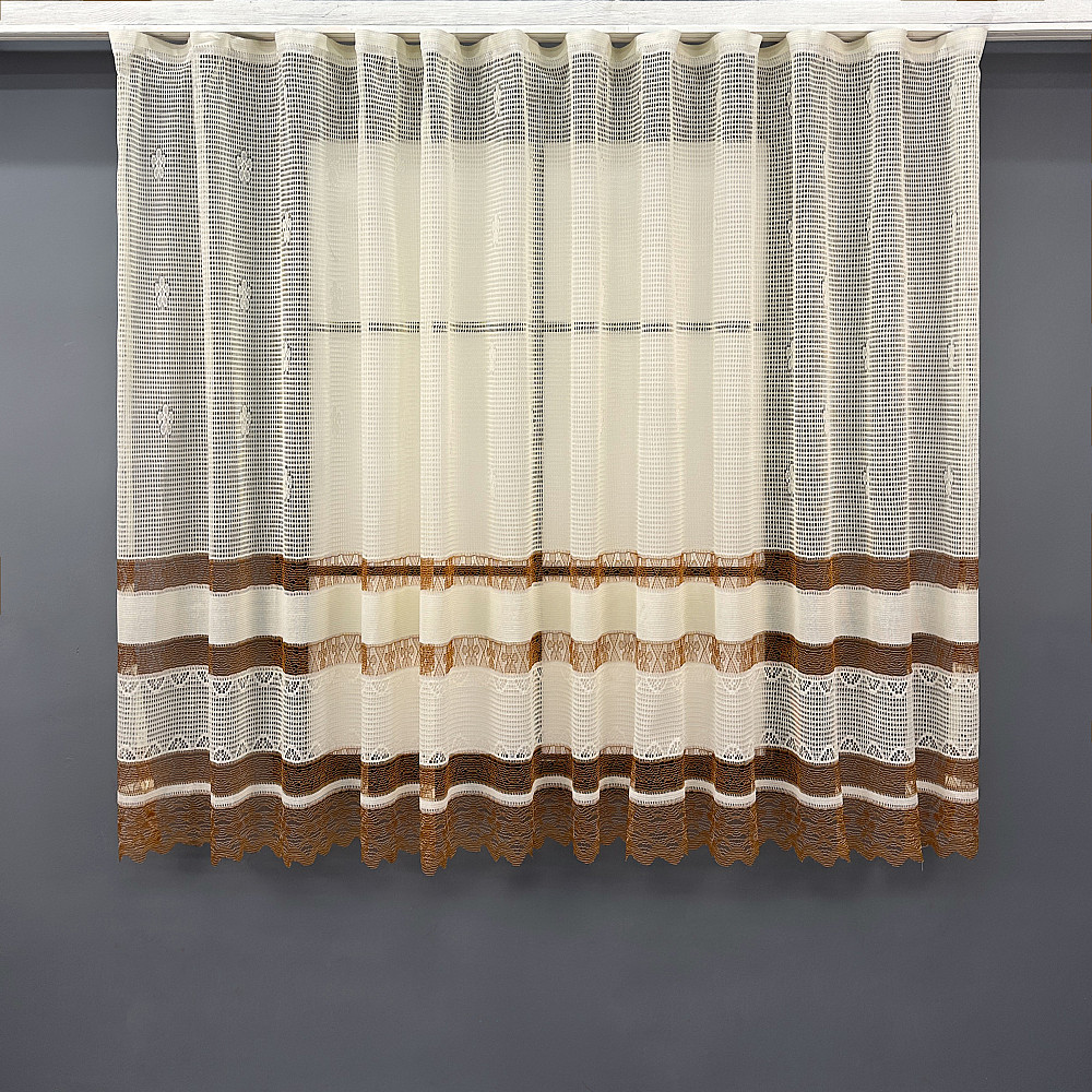 Тюль сетка VR-Textil Juli № 1876т Арка на кухню цвет молочный с карамельным 200х145 см (53-0142) Киев - изображение 2
