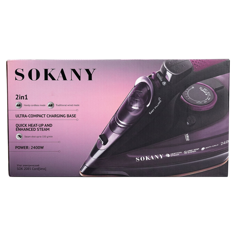 Sokany Ручна бездротова праска для одягу SOKANY професійна парова 2400 Вт HP-UR-2 Киев - изображение 10