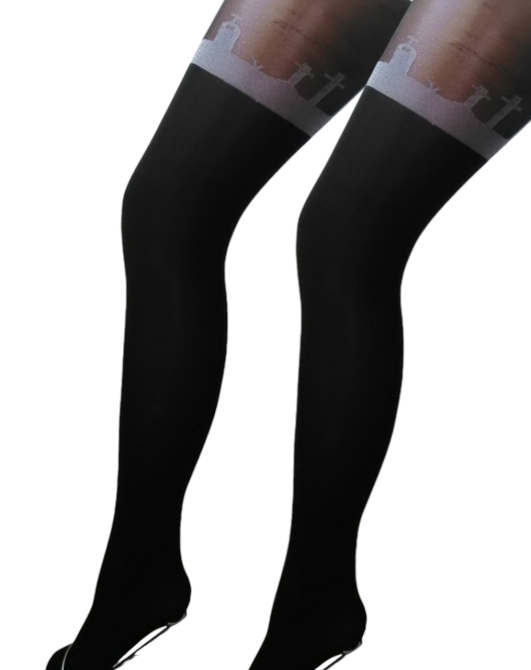 Жіночі колготки Кладовище на Хелловін 20\40 den розмір L 46-48 чорний Київ - фото 2