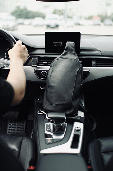 Чоловіча сумка-слінг із натуральної шкіри, сумка через плече SKILL Slow (Чорна) Суми - фото 3