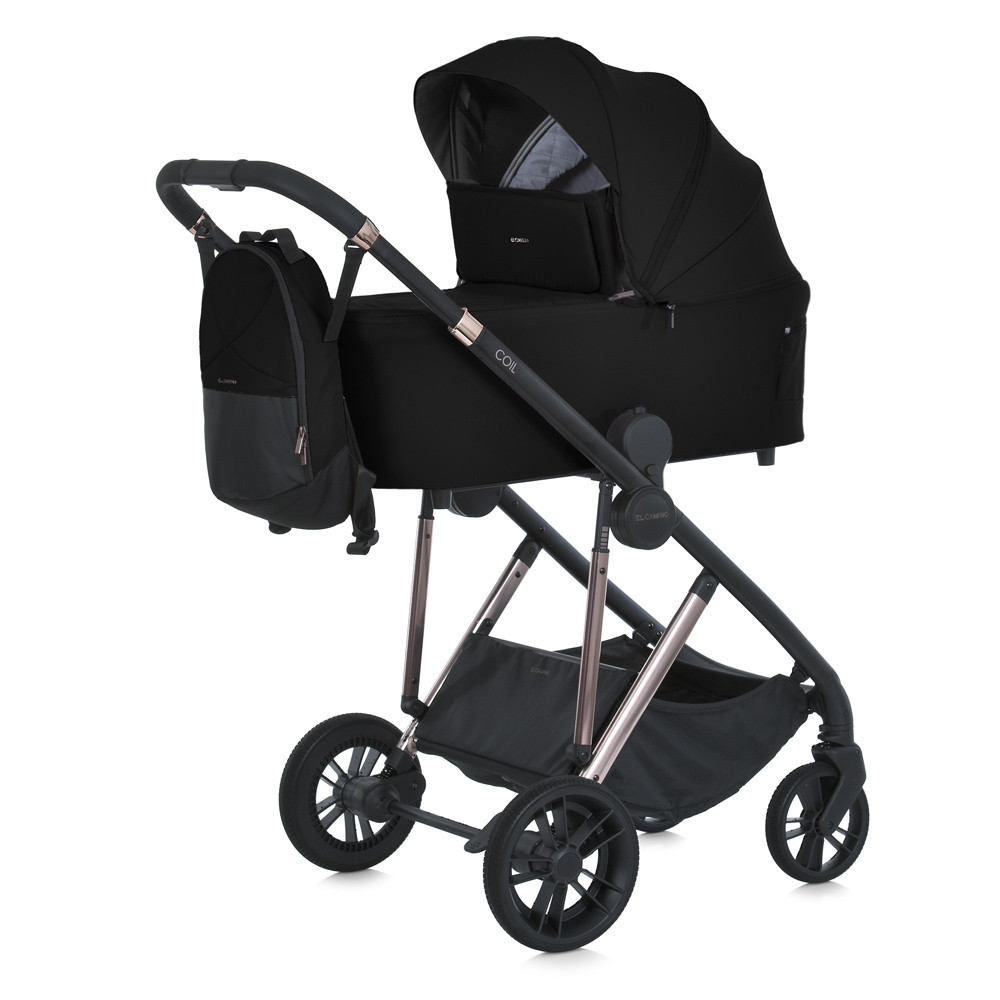 Коляска універсальна 2в1 El Camino COIL Jet Black люлька + прогулянковий блок сумка дощовик москітна сітка Чорна (ME 1190) Чернигов - изображение 1