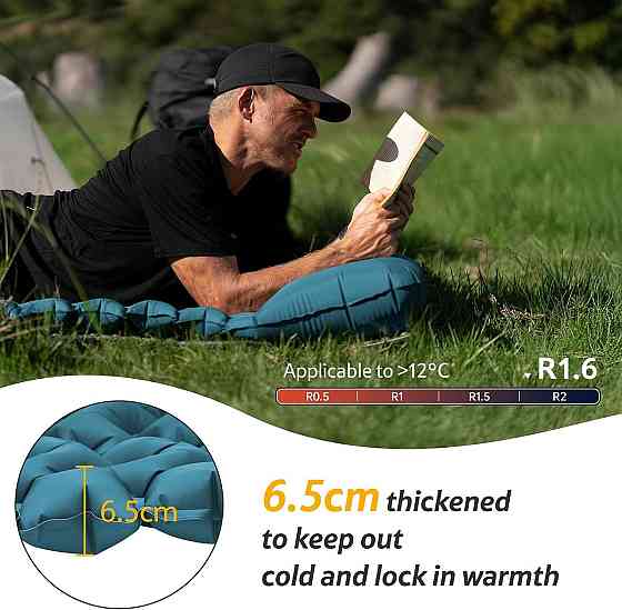 Матрац надувний подвійний Naturehike Double CNK2550WS019 FC01 з вбудованим ножним насосом (Синій) Вінниця