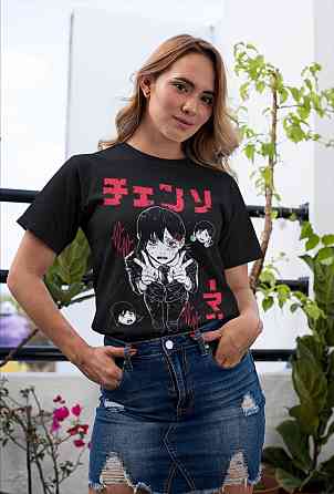 Футболка для мальчика аниме Человек-бензопила оверсайз (рост от 165 до 180 ) Черний AnimeJ0407m Днепр