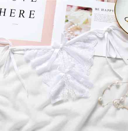 Труси з розрізом білі відверті унісекс - розмір універсальний, на зав'язках Київ