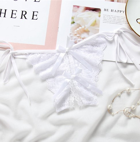 Труси з розрізом білі відверті унісекс - розмір універсальний, на зав'язках Київ - фото 1