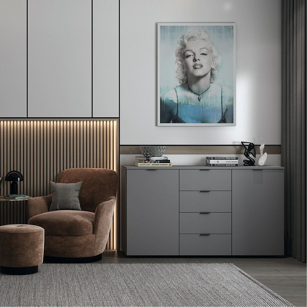 Комод у вітальню Doros Рон 6 120х38х100 см Графіт (DRS-011303) Львів - фото 1