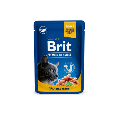 Вологий корм для кішок Brit Premium Cat Pouches with Salmon&amp;Trout 100 г (8595602505999) Вінниця - фото 1