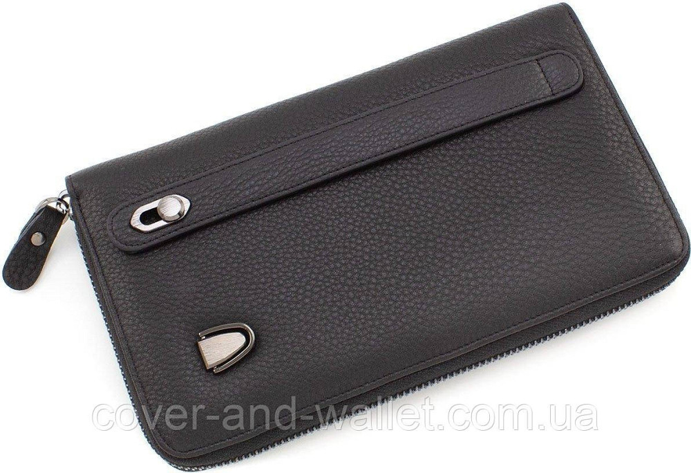 Стильний чоловічий гаманець клатч із італійської шкіри на металевій блискавці Marco Coverna 5901-1Q Київ - фото 4