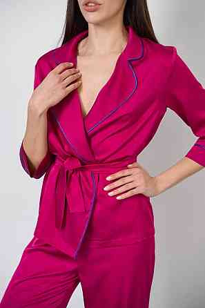 Піжама жіноча шовкова зі штанами Малиновий с/к XL/2XL Харків