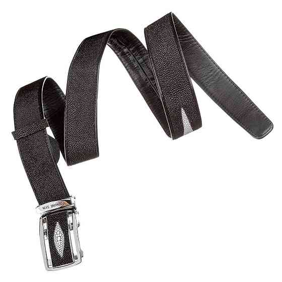 Ремінь-автомат STINGRAY LEATHER 18203 з натуральної шкіри морського ската Чорний Київ