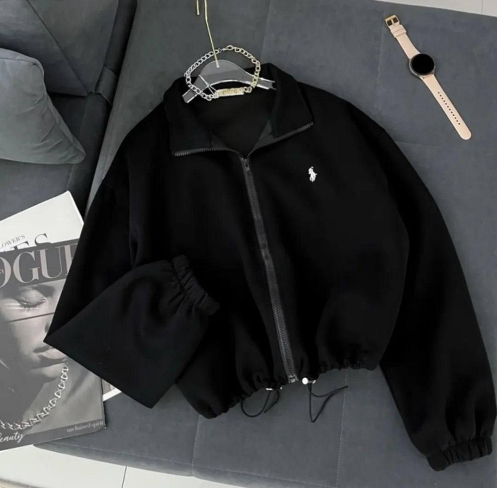 Жіночий теплий оверсайз худі на блискавці тринитка на флісі Черный Одеса - фото 1