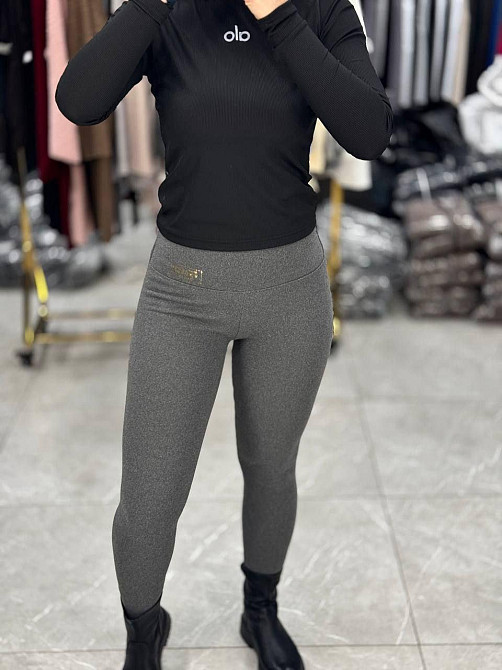 Жіночі теплі повсякденні лосини з накатом трикотаж на хутрі Графіт, 50/52 Одеса - фото 3