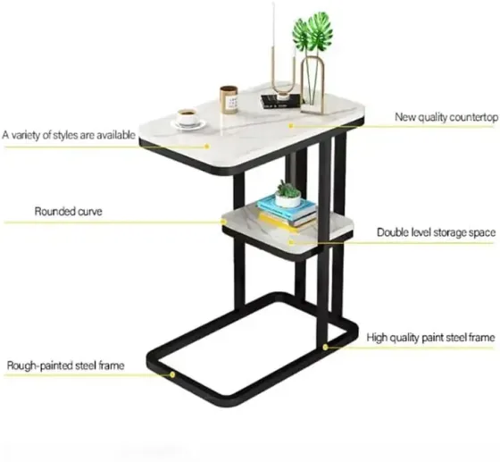 Интерьерный прикроватный столик с мраморной столешницей DASH-5496 50х30х58см Коломыя