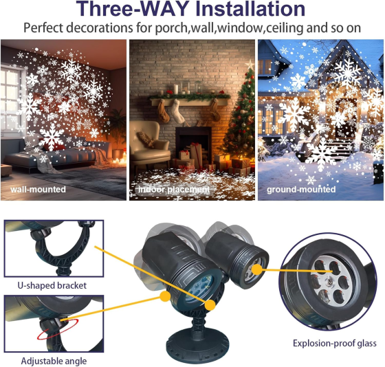 Світлодіодний проектор ілюмінація сніжинками Snowflake Lamp IP65 водонепроникний міні-різдвяний сніжинки-проектор для вулиці Київ