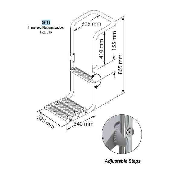 Драбина-платформа для надувного човна Inox 316 Lalizas, Італія 29181 Київ