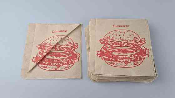 Пакет паперовий крафт бурий Куточок 170х0х170, 40 г/м2, друк бургер (100 шт.) Харків