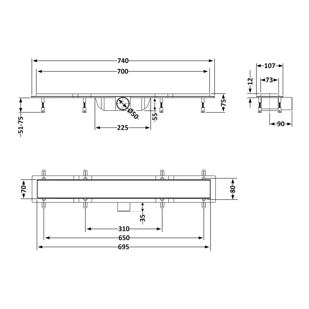 Трап Qtap Dry FB304-700 лінійний із сухим закривом і неіржавкою решіткою 700х73 Київ - фото 9