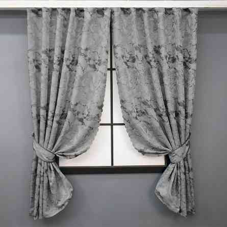 Комплект коротких штор VR-Textil Жаккард Мармур Al3 № 1597ш Светло-серый с венге 145х170 см 2 шт (35-0243) Киев