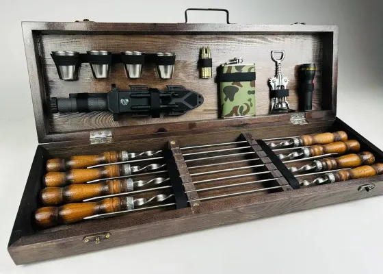 Набори шампурів, Набір шампурів у кейсі "Мілітарі" Шампури, вертіла Тернопіль