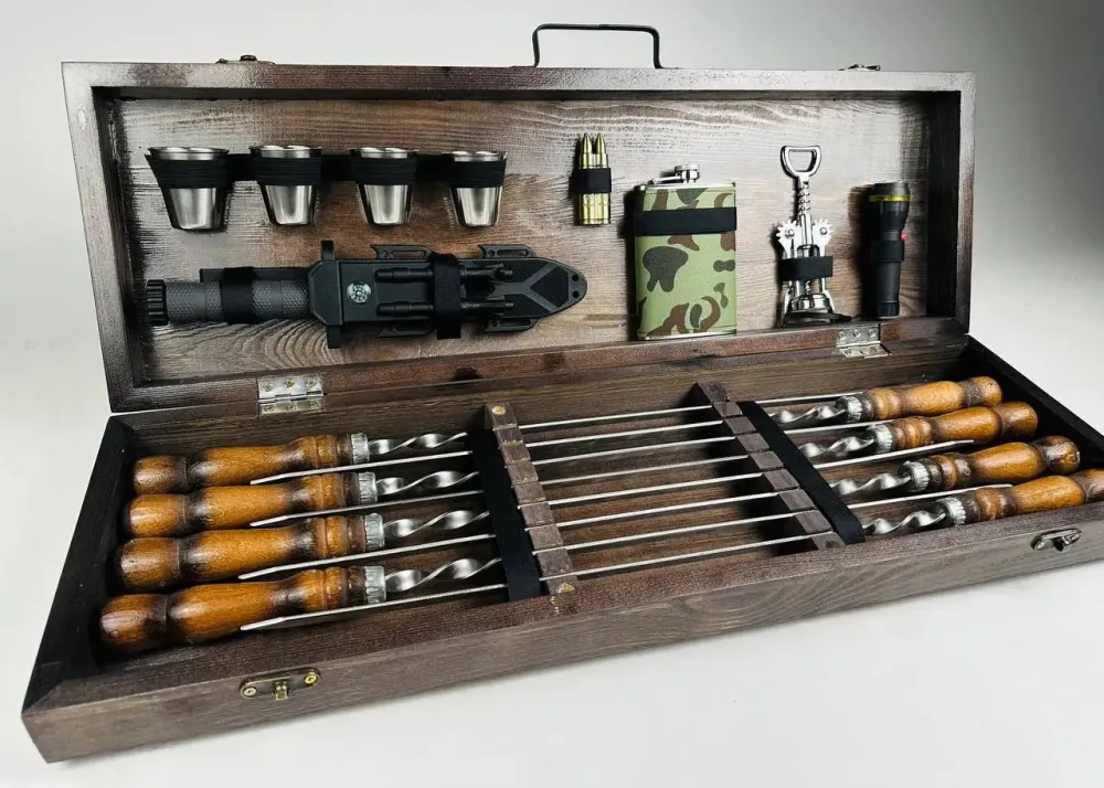 Набори шампурів, Набір шампурів у кейсі "Мілітарі" Шампури, вертіла Тернопіль - фото 1