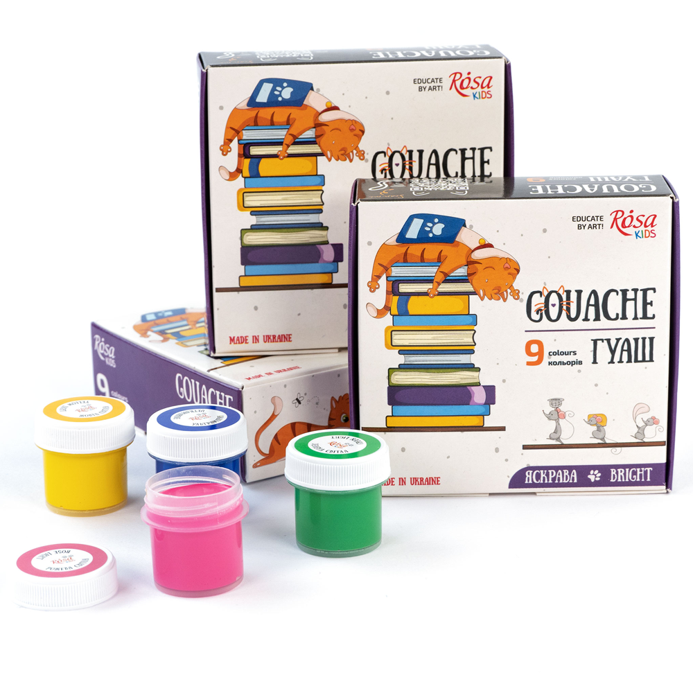 Набор гуашевых красок Cats 9×10мл ROSA Kids Киев - изображение 5
