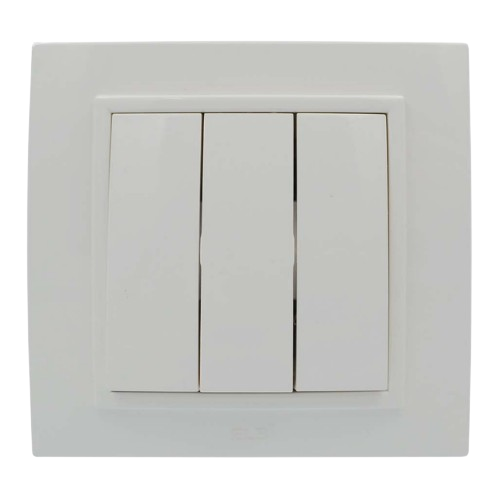 ZENA білий Вимикач внутрішній 3кл модуль + кришка Ел-Би Житомир - фото 1