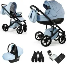Дитяча коляска Mommo AAA Błękitny 3w1 Wielofunkcyjny Eko Skóra Fotelik Cosmo Київ