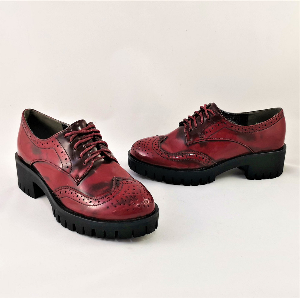 Жіночі Лакові Туфлі Бордо на Тракторній Підошві Сліпони Мокасини Червоні (розміри: 37) — 250 Дніпро - фото 9