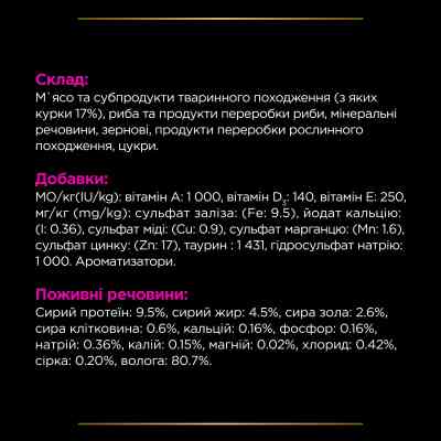 Вологий корм для кішок Purina Pro Plan Veterinary Diets UR ST/OX Urinary З куркою 10 x 85 г (8445290093592) Вінниця