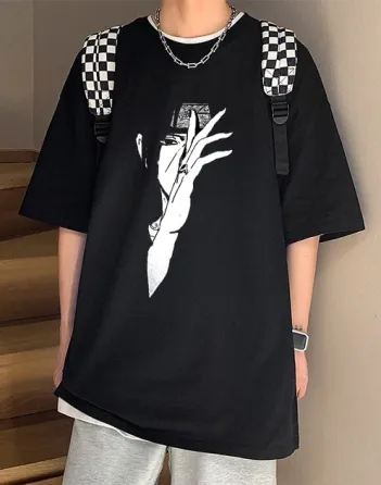 Футболка с аниме принтом Наруто / итачиРазмер оверсайз (S/M/L) Черный AnimeT1185 Днепр