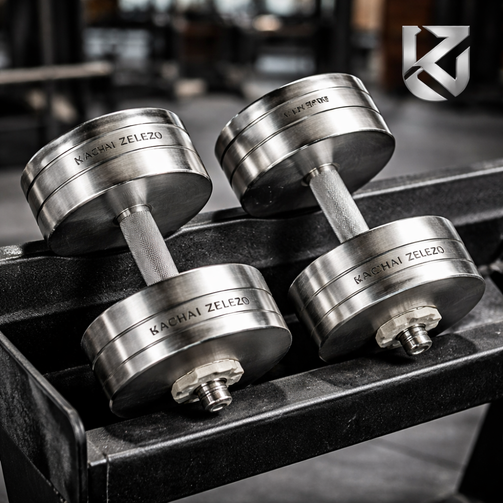 Гантелі набірні 2 по 24 кг металеві без покриття Kachai Zelezo Iron Pro Київ - фото 6
