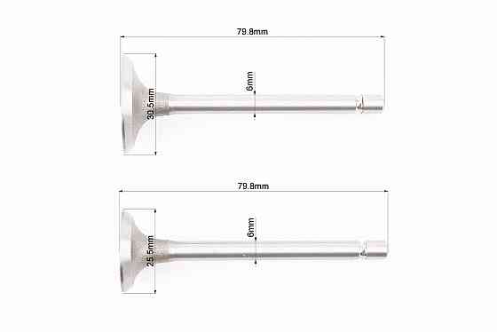 Клапан впускний (h-79,8; D-30,5; d-6), випускний (h-79,8; D-25,5; d-6) к-кт 2шт 178F Київ