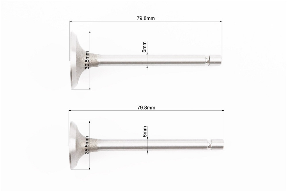Клапан впускний (h-79,8; D-30,5; d-6), випускний (h-79,8; D-25,5; d-6) к-кт 2шт 178F Київ - фото 2