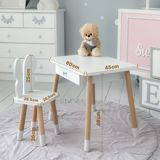 Дитячий стіл з ящиком та стільчик "Метелик", білий Київ
