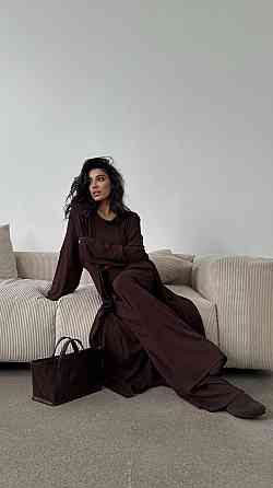 Женский комфортный стильный костюм тройка из натуральной вискозы Шоколад Одесса