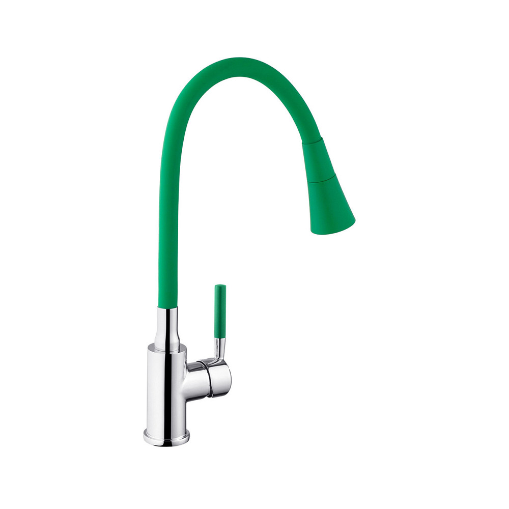 Смеситель для кухни с гибким изливом Kroner KRM Kuche - C132GRN зеленый/хром Киев - изображение 3