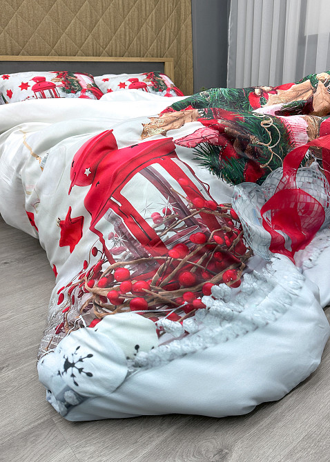 Комплект постельного белья Фланель, Евро 200х220 с Рождественским (Новогодним) принтом (88-200) Киев - изображение 8
