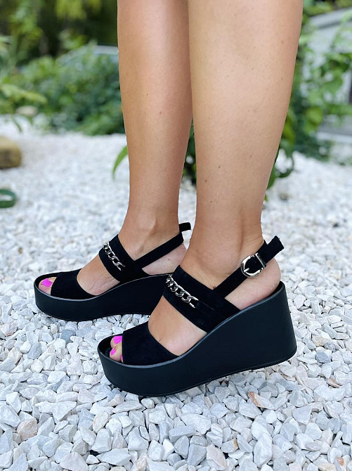 Vikttorio Босоніжки жіночі чорні літні VIKTTORIO Кароліна з натуральної замші/Бісоніжки на плат Коломыя - изображение 8