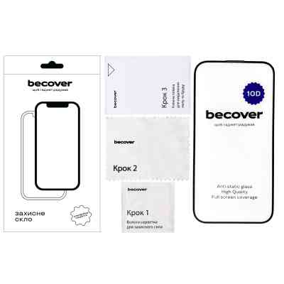 Стекло защитное BeCover Apple iPhone 14 Pro 10D Black (711327) Винница