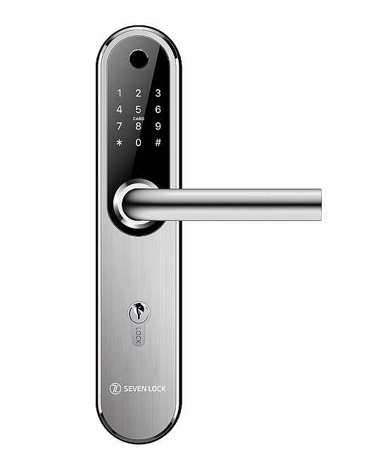 Розумний дверний біометричний замок SEVEN LOCK SL-7768BF (85 мм) silver Київ - фото 1