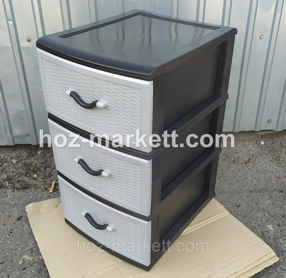 Комод пластиковый Стиль серый на 3 ящика производство Украина Харьков - изображение 7