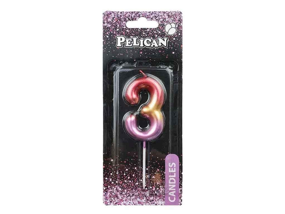Свічка для торта 3 РАЙДУЖНА 6см. 866063 ТМ PELICAN Киев - изображение 1