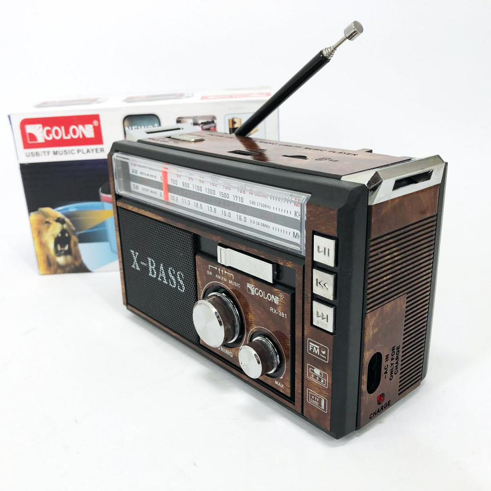 Fm аккумуляторный радио приемник в ретро стиле Golon RX-381, Радиоприемники аналоговые ZN-21 Киев - изображение 4
