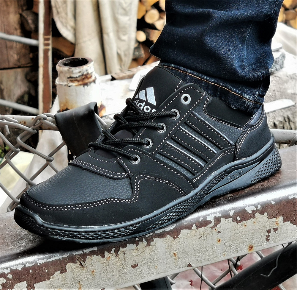 Кроссовки Adidas Мужские Чёрные Кожаные Адидас (размеры: 41,42,43) Видео Обзор Днепр - изображение 7