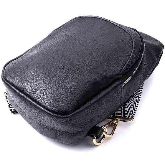 Сумка для женщин через плечо из экокожи с акцентом на текстильную лямку Vintage 22781 Черный Киев