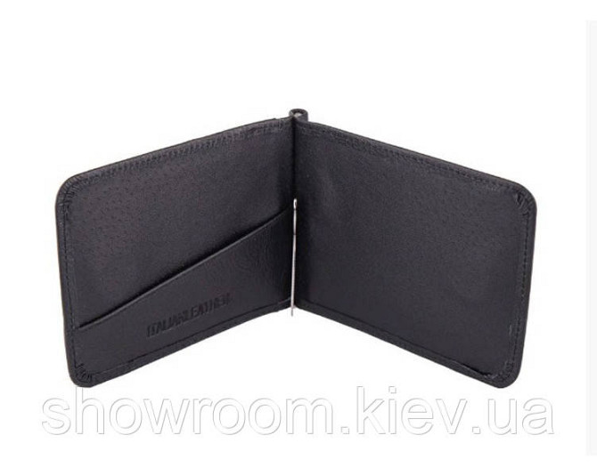 Недорогой кожаный зажим для денег (4511) black Киев - изображение 3