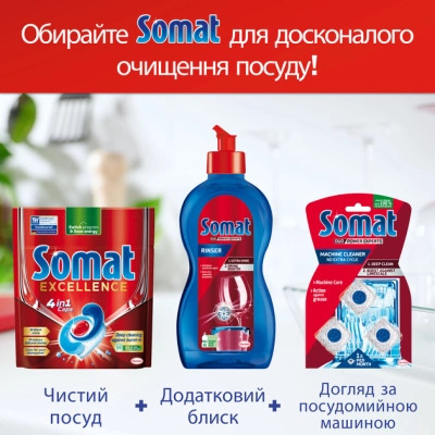 Таблетки для посудомоечных машин Somat Excellence 60 шт. (9000101808087) Винница - изображение 7