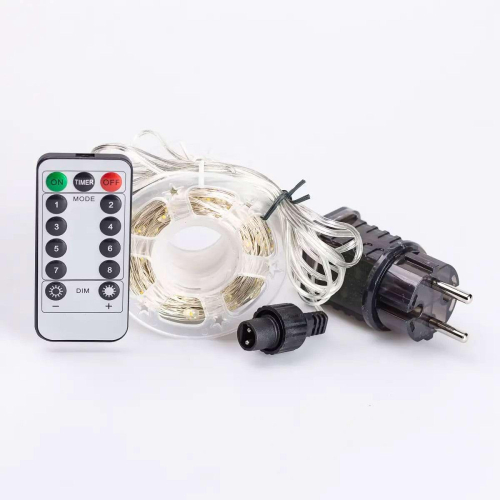 Гірлянда роса на пульті 50 метрів на 500 led світлодіодів крапля на білому дроті жовта 500L50MWY Київ - фото 9